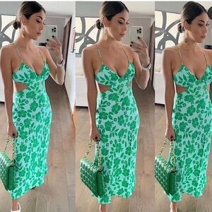 Zara Green Floral Maxi Dress